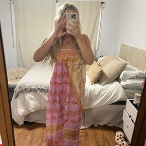Free People Pink and Cream Boho Maxi Dress